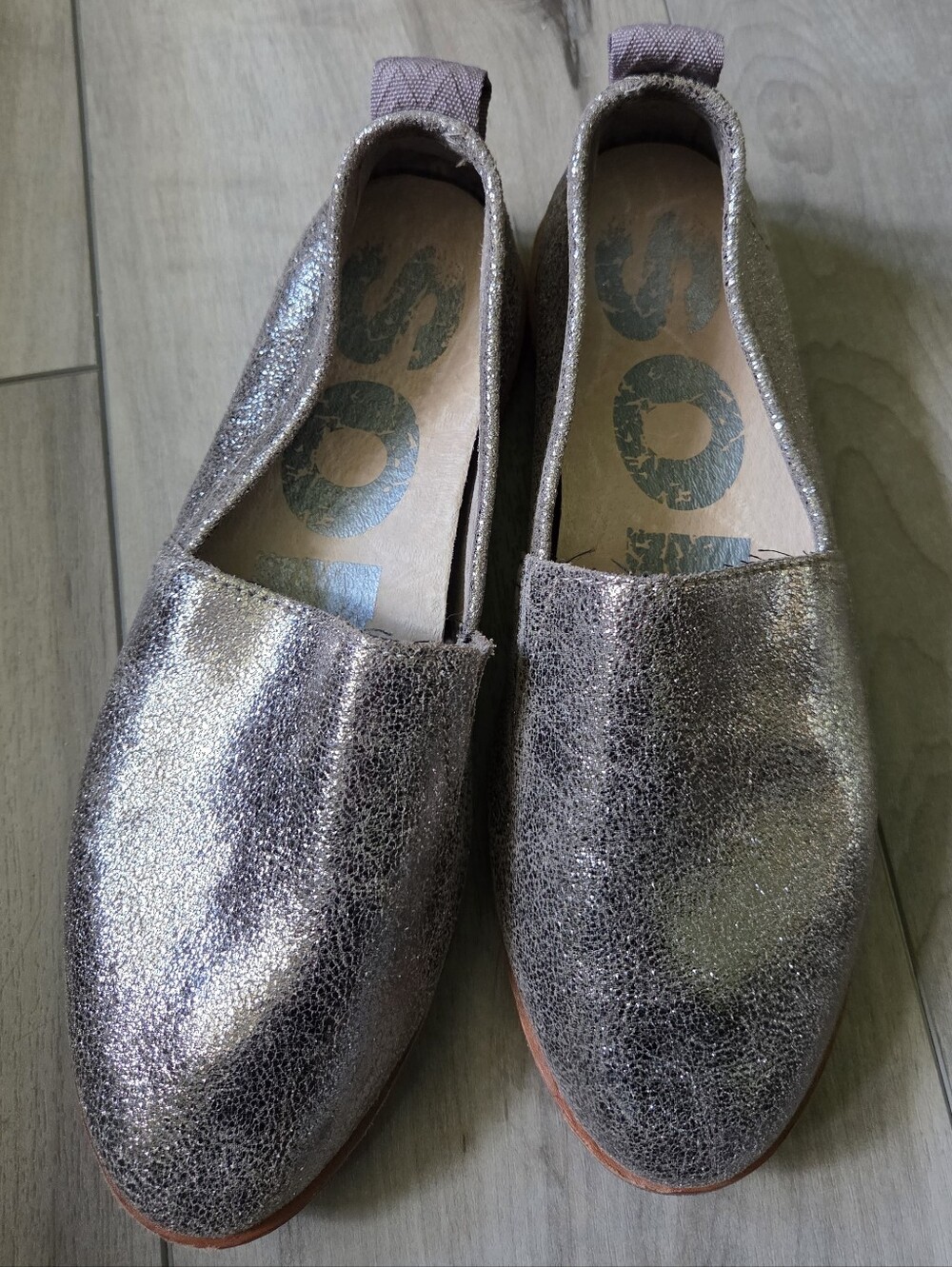 Sorel Metallic Silver Slip-On Flats